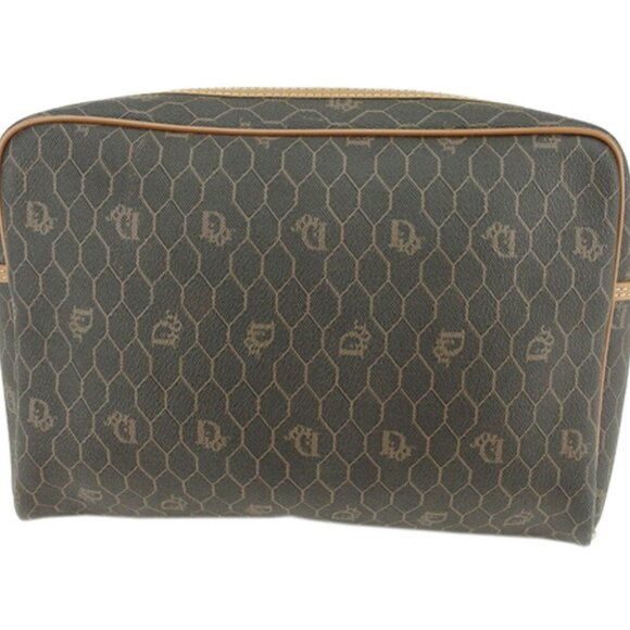 DIOR Clutch Bag Logo Pattern PVC ?~ Leather Authentic USED